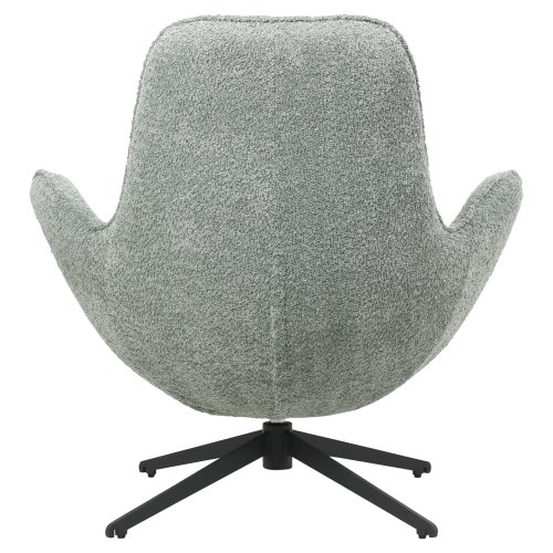 ARMCHAIR SWIVEL PISTACHIO GREEN BOUCLE FABRIC-BLACK METAL BASE 86x76x87Hcm