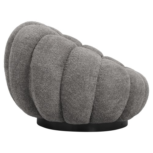 ARMCHAIR SWIVEL GREY BOUCLE-BLACK METAL BASE 90x93x65Hcm