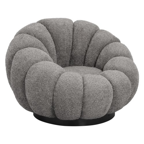 ARMCHAIR SWIVEL GREY BOUCLE-BLACK METAL BASE 90x93x65Hcm