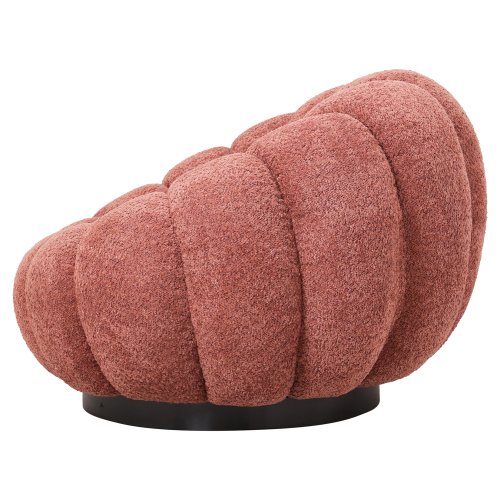 ARMCHAIR SWIVEL PINK BOUCLE-BLACK METAL BASE 90x93x65Hcm