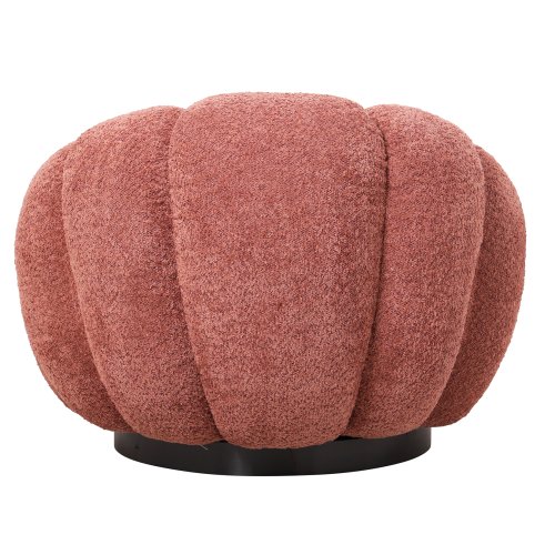 ARMCHAIR SWIVEL PINK BOUCLE-BLACK METAL BASE 90x93x65Hcm