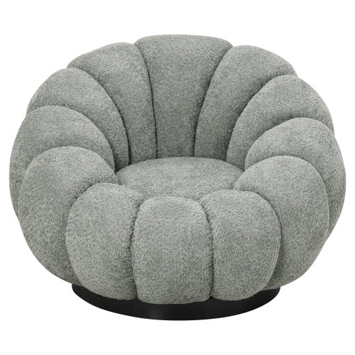 DREHSESSEL PISTAZIEN GRÜN BOUCLE-SCHWARZES METALLGESTELL 90x93x65Hcm