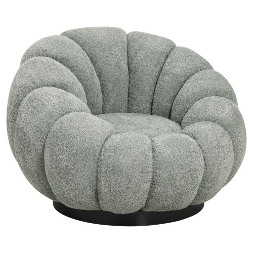 DREHSESSEL PISTAZIEN GRÜN BOUCLE-SCHWARZES METALLGESTELL 90x93x65Hcm