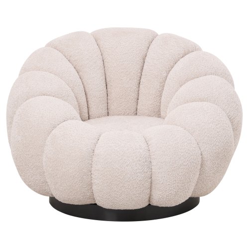 DREHSESSEL ECRU BOUCLE-SCHWARZES METALLGESTELL 90x93x65Hcm