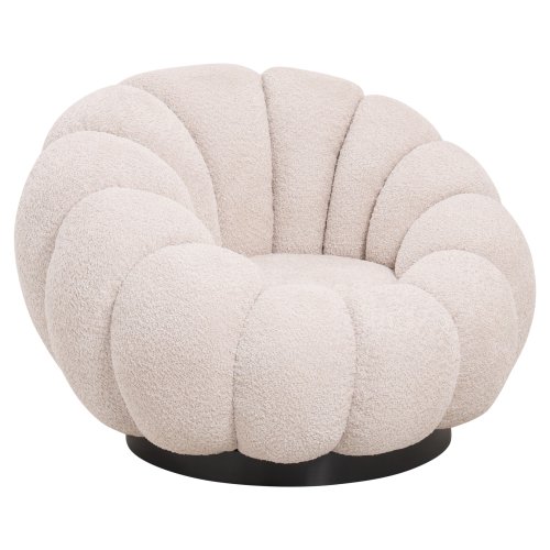 DREHSESSEL ECRU BOUCLE-SCHWARZES METALLGESTELL 90x93x65Hcm