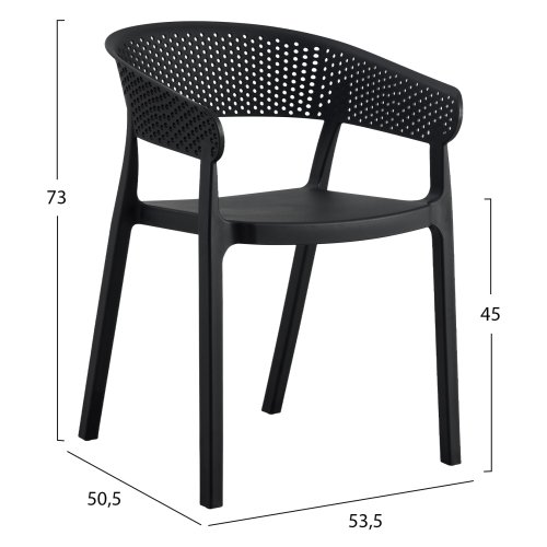 SESSEL POLYPROPYLEN IN SCHWARZ 53,5x50,5x73cm