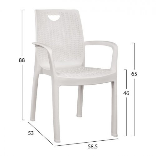 SESSEL AUS RATTAN POLYPROPYLEN IN WEISSER FARBE 58.5X53X88Y cm
