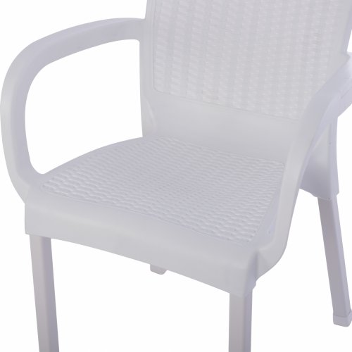 POLYPROPYLENE ARMCHAIR RATTAN FOOT ALU COLOR WHITE 60x60x82 cm