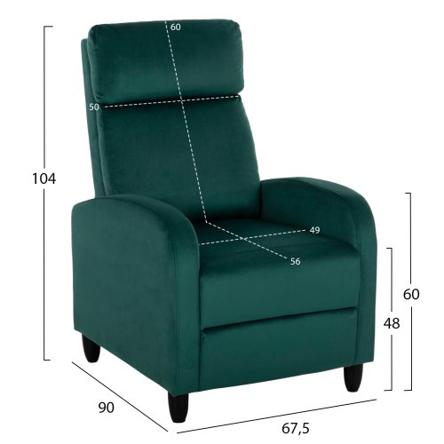 SESSEL RELAX GRÜN SAMT 67,5x90x104Hcm