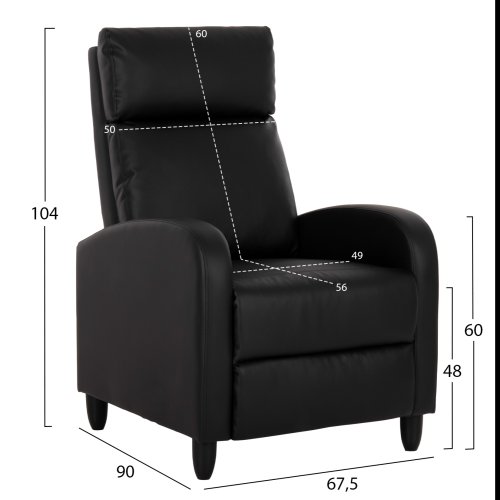 SESSEL RELAX PU IN SCHWARZ 67,5x90x104Hcm