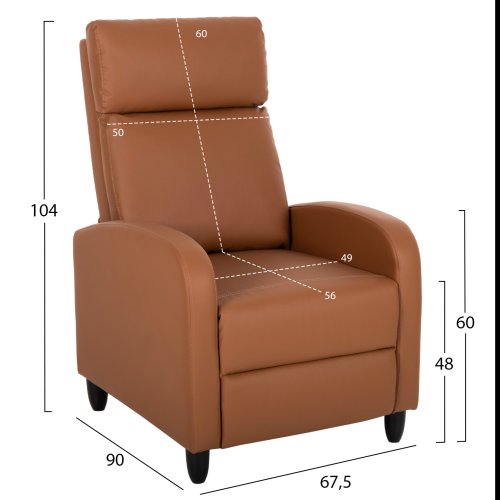 SESSEL RELAX PU IN BRAUN 67,5x90x104Hcm
