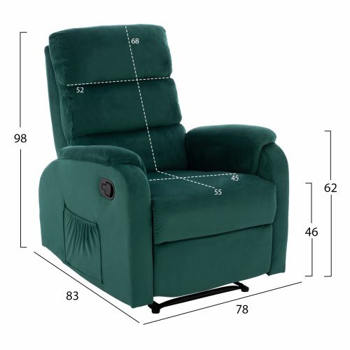 RELAX SESSEL MIT MASSAGEMECHANISMUS GRÜN SAMT