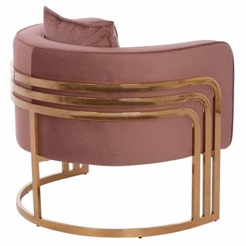 TIANA ARMCHAIR IN ROSE WITH GOLD METAL FRAME AND LOW BACK IN A SEMI-CIRCULAR ARRANGEMENT