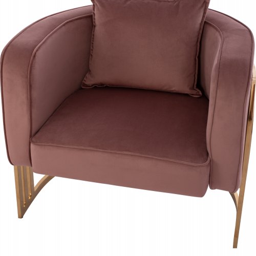 TIANA ARMCHAIR IN ROSE WITH GOLD METAL FRAME AND LOW BACK IN A SEMI-CIRCULAR ARRANGEMENT