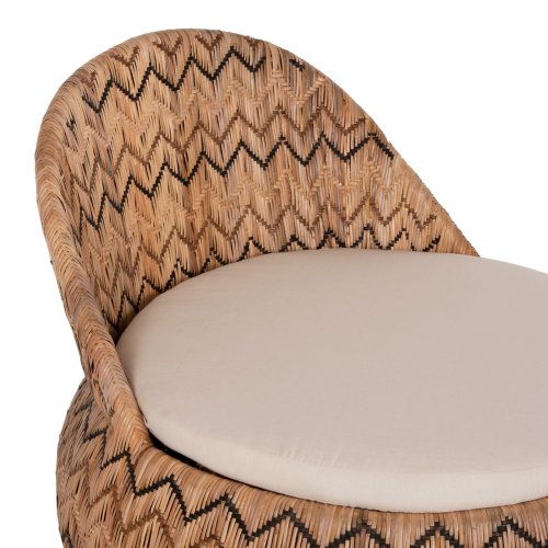 SESSEL RUND RATTAN IN NATUR-KISSEN IN ECRU 97x97x76Hcm