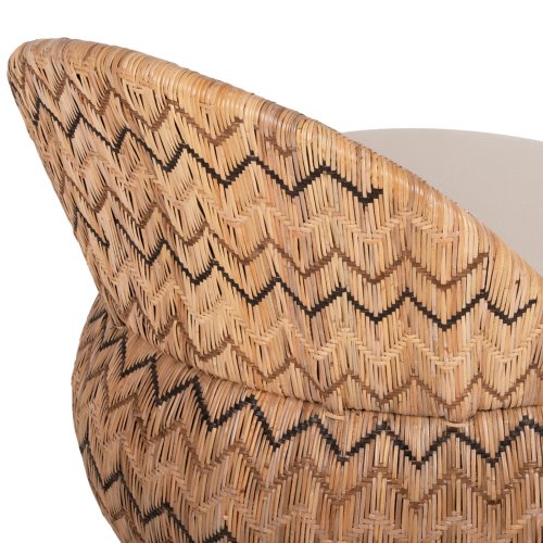 SESSEL RUND RATTAN IN NATUR-KISSEN IN ECRU 97x97x76Hcm