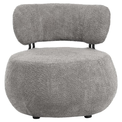 LOUNGE CHAIR ROUND GREY BOUCLE FABRIC 79x78,5x76Hcm