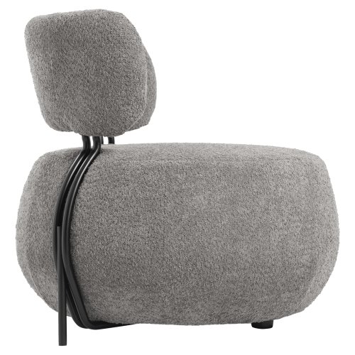 LOUNGE CHAIR ROUND GREY BOUCLE FABRIC 79x78,5x76Hcm
