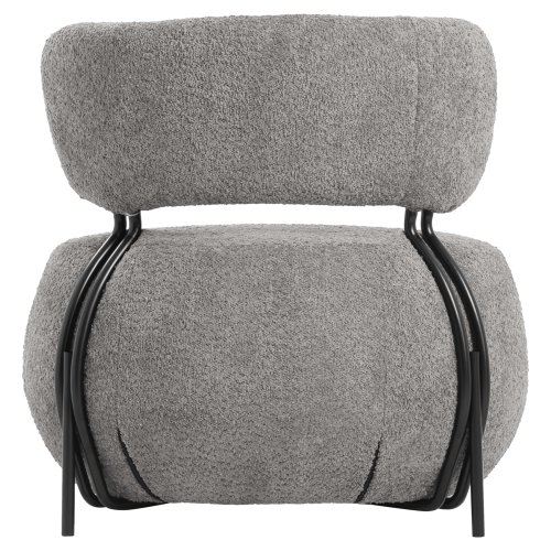 LOUNGE CHAIR ROUND GREY BOUCLE FABRIC 79x78,5x76Hcm