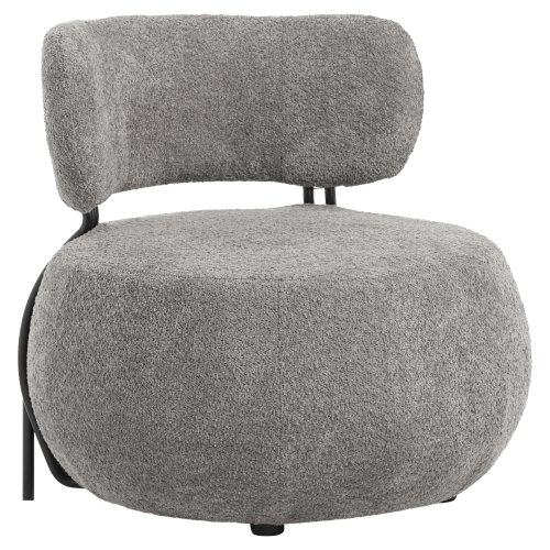 LOUNGE CHAIR ROUND GREY BOUCLE FABRIC 79x78,5x76Hcm
