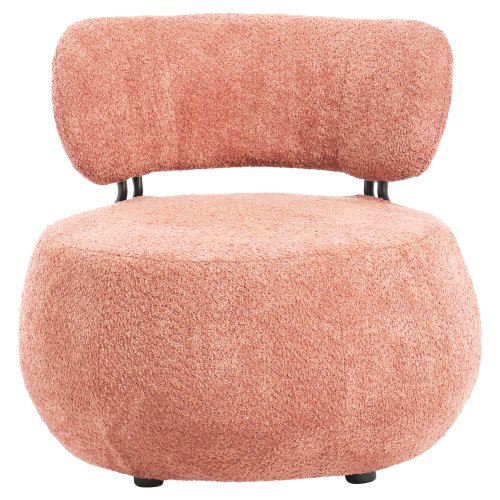 RUNDER SESSEL PINK BOUCLE-STOFF 79x78,5x76Hcm