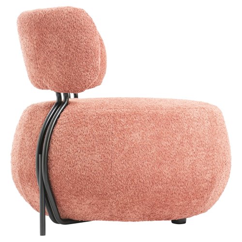 RUNDER SESSEL PINK BOUCLE-STOFF 79x78,5x76Hcm