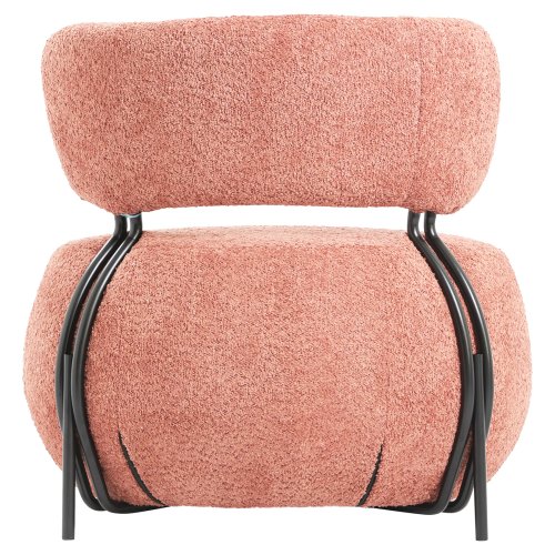 RUNDER SESSEL PINK BOUCLE-STOFF 79x78,5x76Hcm