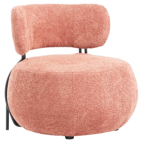 RUNDER SESSEL PINK BOUCLE-STOFF 79x78,5x76Hcm