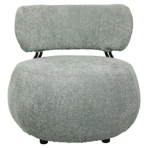 RUNDER SESSEL MIT PISTAZIEN GRÜNEM BOUCLE-STOFF 79x78,5x76Hcm