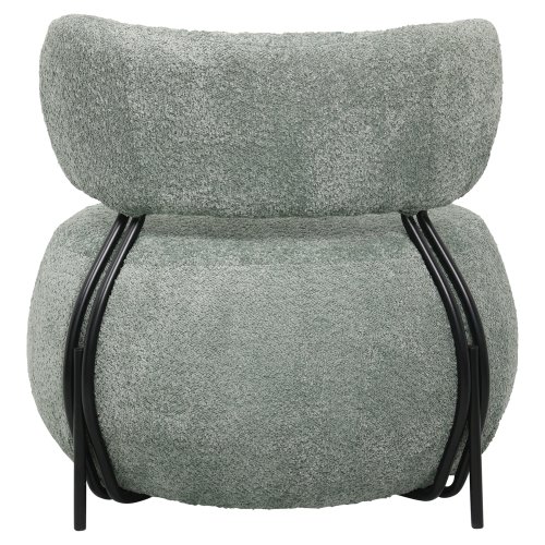 RUNDER SESSEL MIT PISTAZIEN GRÜNEM BOUCLE-STOFF 79x78,5x76Hcm