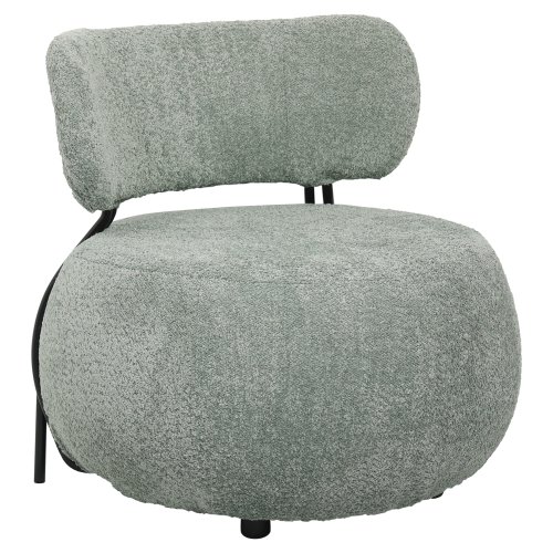 RUNDER SESSEL MIT PISTAZIEN GRÜNEM BOUCLE-STOFF 79x78,5x76Hcm