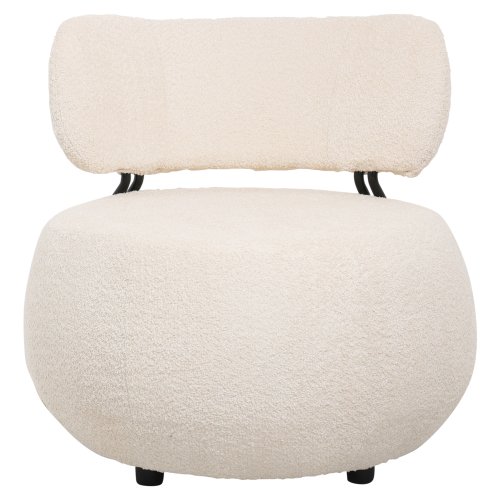 LOUNGE CHAIR ROUND ECRU BOUCLE FABRIC 79x78,5x76Hcm