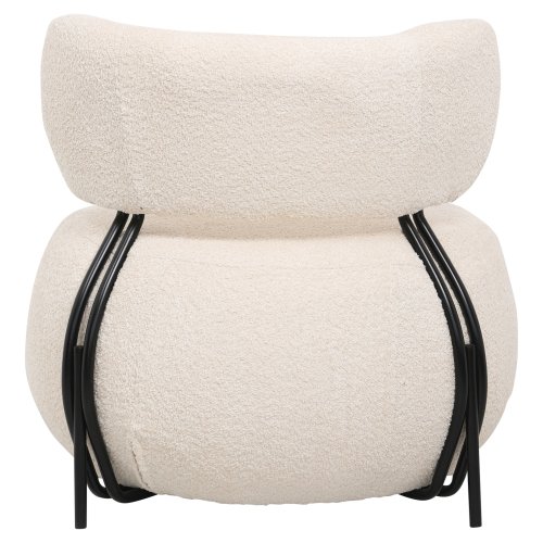 LOUNGE CHAIR ROUND ECRU BOUCLE FABRIC 79x78,5x76Hcm