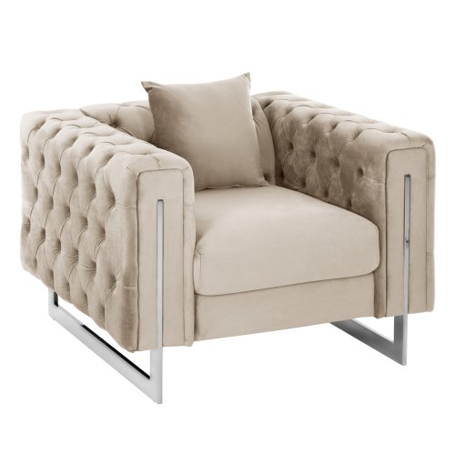 SESSEL t.CHESTERFIELD CREME SAMT CREME-METALLBEINE 99x86,5x77Hcm