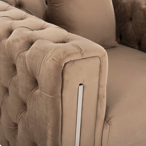 ΠΟΛΥΘΡΟΝΑ τ.CHESTERFIELD MOBAR ΜΠΕΖ ΒΕΛΟΥΔΟ-ΜΕΤΑΛΛΙΚΑ ΠΟΔΙΑ 99x86,5x77Υεκ.