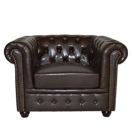 "Chesterfield" Sessel mit Kunstlederbezug in dunkelbraun