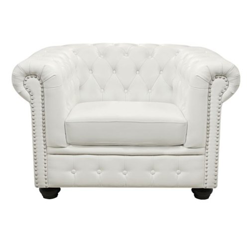 "Chesterfield" Sessel mit Kunstlederbezug in weiß