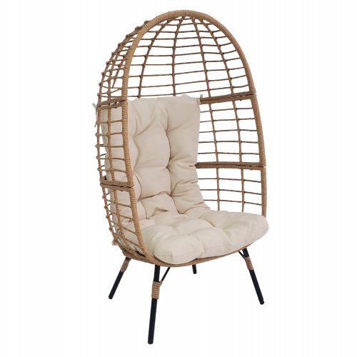 ARMCHAIR NEST-TYPE RATTAN METAL LEGS BLACK 76x67x145cm
