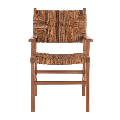 DINING ARMCHAIR TEAK WOOD & RUSH MATTING WALNUT-BEIGE 54x58x86,5 cm