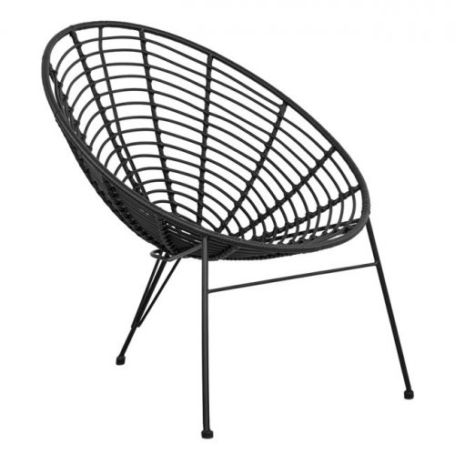 Sessel Nest Metallic Allegra mit Korbweide in schwarzer Farbe