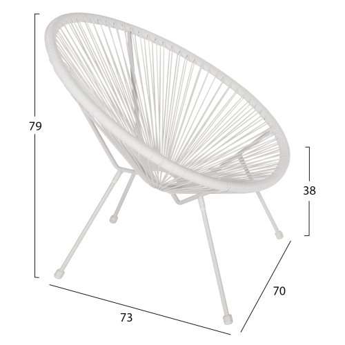 ACAPULCO SESSEL T. FOLIA WEIßEM METALL MIT GEDREHTEM GEWEBE 70x73x79 cm