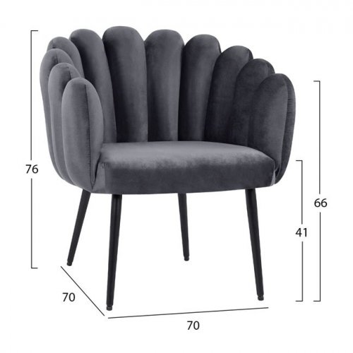 Luxus Cocktailsessel VIVIEN aus Samt in Farbe Grau