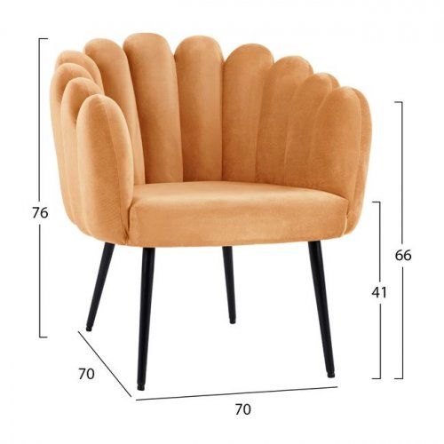Luxury VIVIEN cocktail armchair made of velvet in gold color