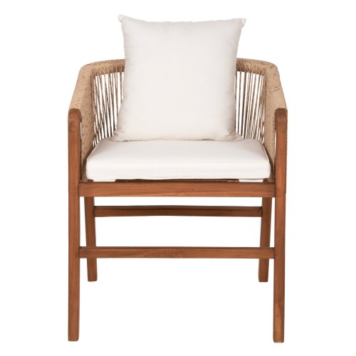 SESSEL TEAKHOLZ MIT SEIL UND KISSEN 60x62x74-88 cm