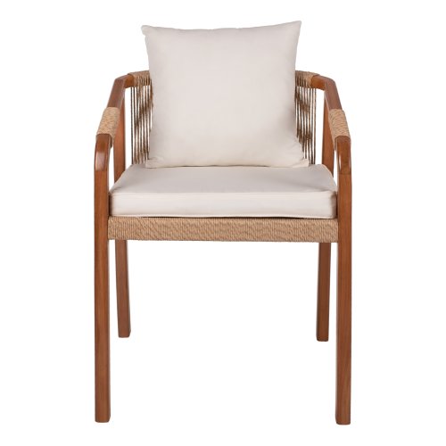 SESSEL TEAKHOLZ SEIL UND KISSEN 57x63,5x75-88H cm