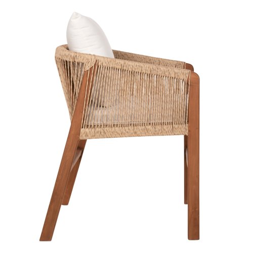 SESSEL TEAKHOLZ MIT SEIL UND KISSEN 60x62x74-88 cm