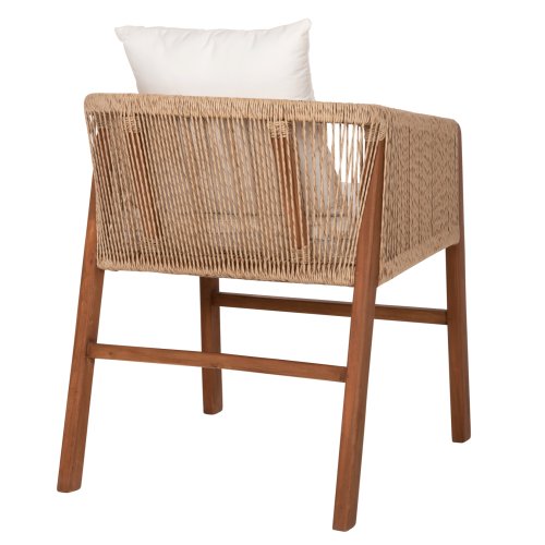 SESSEL TEAKHOLZ MIT SEIL UND KISSEN 60x62x74-88 cm