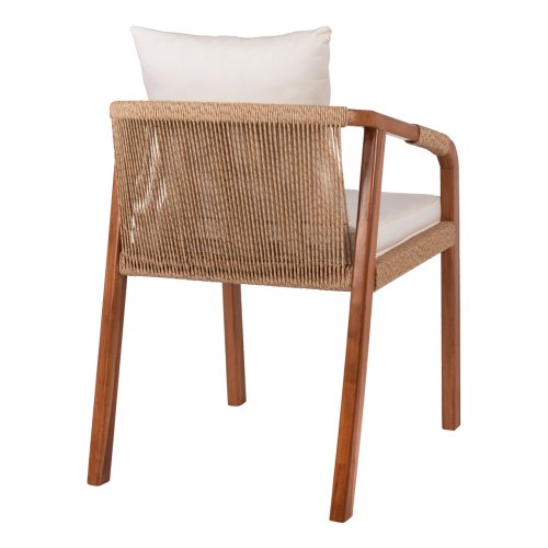 SESSEL TEAKHOLZ SEIL UND KISSEN 57x63,5x75-88H cm