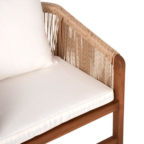 SESSEL TEAKHOLZ MIT SEIL UND KISSEN 60x62x74-88 cm
