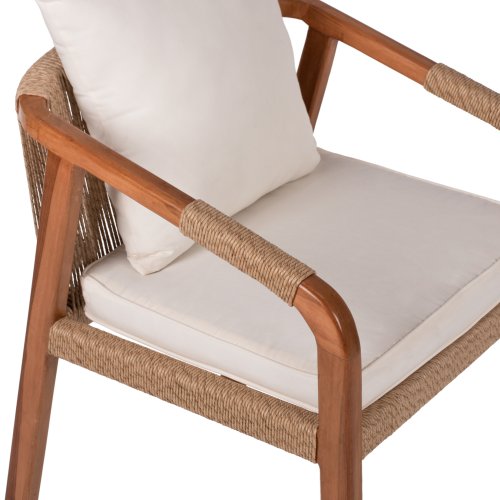 SESSEL TEAKHOLZ SEIL UND KISSEN 57x63,5x75-88H cm